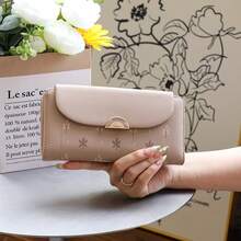 Printed Women's Long Wallet, Korean Version PU Leather Clutch Wallet, Multi-Slot Trifold Money Bag, Large Capacity Student Coin Purse Card Holder, Multi-Functional, Fashionable - Multicolor - View 14