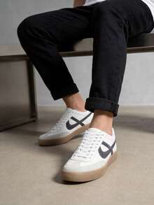 tenis hombre mujer choclo PANAM unisex bajos zapatillas casuales tipo piel blanco camel planos de gran calidad baratos moda 22mx 30mx ideal para combinar con todo skate choclo gimnasio cómodos al caminar basicos blanco gris 210001 - blanco - Ver 3