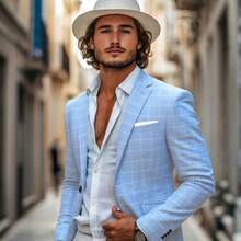 Chaqueta casual de traje para hombre - Solo la chaqueta - Azul cielo - Ver 4