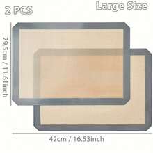 2pcs - Red/Gray Silicone Baking Mat, Reusable, Non-Stick, Heat Resistant, Silicone Baking Mat, Baking Tray Liner For Cookies, Macarons, Bread, Pastries - Oven Baking Mat - - - View 7