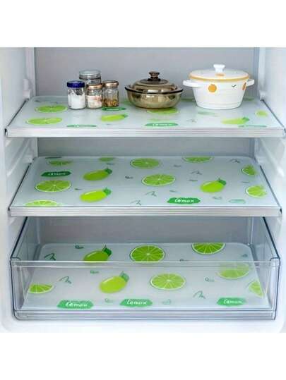 Waterproof Refrigerator Mat - Moisture-Proof, Anti-Slip, Washable, Reusable. Made Of EVA Material, Decorated With Novel Lemon And Begonia Patterns. Suitable For Refrigerator And Kitchen Decor. Can Also Be Used As Refrigerator Mat, Drawer Mat, Shoe Cabinet Mat And Cabinet Mat.