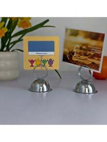 1/3pcs Stainless Steel Stable Base INS Minimalist Design Multi-Function Metal Memo Clip, Name Card Holder, Price Display Rack, Silver - A - View 3