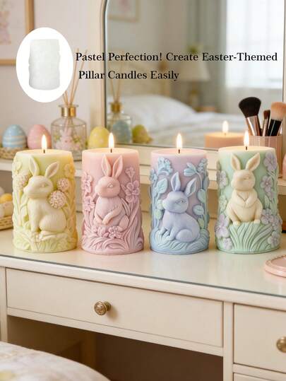 Best-Selling Easter Bunny Silicone Mold, 3D Embossed Cylindrical Design, Holiday Decor Ornament / Creative Handmade Gift Craft Material