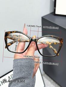 1 chiếc kính thời trang phong cách Bohemian, gọng hình học, không độ, họa tiết đồi mồi cổ điển pha chút da báo, thiết kế gọng lớn tôn dáng khuôn mặt, kiểu dáng tối giản, thời trang, phù hợp cho đeo hàng ngày, đi làm và phong cách đường phố. - Nhiều màu - Xem 3