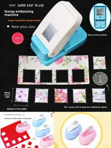 New Stamp Frame DIY Hole Punch Tool, Stamp Shaped Craft Hole Punch, Round Hole Punch, Serrated Hole Punch, Embossing Tool - Multicolor - View 4