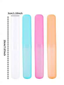 5pcs/Set Random Color Toothbrush Case Travel Portable Set, Candy Color Matte Felt Toothbrush Head Protective Cover, Dustproof Dental Tool Storage Box - Multicolor - View 2