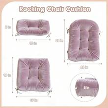 Rocking Chair Cushion Indoor Large Chair Pads Set With Ties Extra Lumbar Pillow Premium Dutch Velvet High Resilience Filler Non-Slip Bottom, Pink - Pink - View 3