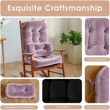 Rocking Chair Cushion Indoor Large Chair Pads Set With Ties Extra Lumbar Pillow Premium Dutch Velvet High Resilience Filler Non-Slip Bottom, Pink - Pink - View 6