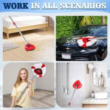 Mop Heads Replacements Complete Combo Set For O-Ceda,4 Pcs Machine Washable Microfiber Spin Mop Refills Replace Heads,1Scrub Brushs,1Base,1 Set Handle,Spin Replacements For Tub And Tile Cleaning - (4+1+1+1) PCS - Xem 5