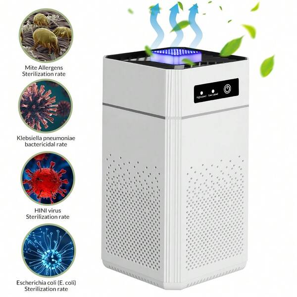 UV Air Sanitizer Portable Air Purifier, HEPA Air Cleaner For Allergies, Dust, Mites, Pet Hair, Smoke & Pollen, 34dB Quiet Air Purifier For Bedroom, Office, Living Room & Kitchen