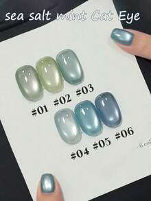 10毫升美白海盐薄荷猫眼凝胶指甲油 2026 春夏新款 清爽蓝绿色玻璃珠猫眼美甲必备 夏季美甲用品 - 彩色 - 查看 4