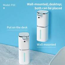 DONASIRA Novo lançamento, 1 dispensador automático de sabonete, dispensador de sabonete líquido, dispensador de loção, ativado por sensor sem toque, grande capacidade de 400 ml, recarregável por USB, design minimalista, disponível em branco e preto, adequado para banheiro, cozinha e muito mais, fácil de usar, altamente prático! - Branco ou preto - Ver 4
