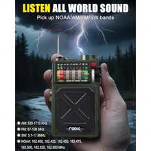 Radio de Emergencia para manivela - 4000 mAh/14800 mWh Am/FM/WB/SW/NOAA con Bluetooth Linterna Alarma SOS Alimentado por USB manivela y energía Solar para Camping Emergencia - gris - Ver 3