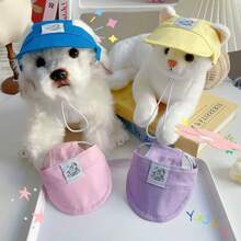 Adjustable Pet Sun Hat, Colorful Visor Cap For Cats Dogs, Breathable UV Protection Sunhat For Small/Medium Pets In Summer - Blue - View 1