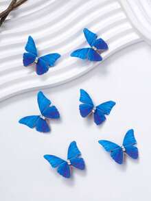 6pcs Fashionable Elegant Blue Butterfly Hair Clips - Blue - View 5