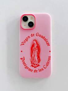 1个瓜达卢佩圣母玛利亚印花手机壳，灰粉色PC+TPU双层保护套，兼容 11/12/13/14/15/16/17 Pro/Pro Max，适合拉丁美洲社区、宗教爱好者、生日、节日和日常使用。 - 粉色 - 查看 6