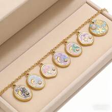 1/5pcs Lot Stainless Steel Charms Oval Dolphin Enamel Fish Charm Jewelry Making Materials For DIY Earring Pendant Supplies Crafts - Yellow Gold - View 3