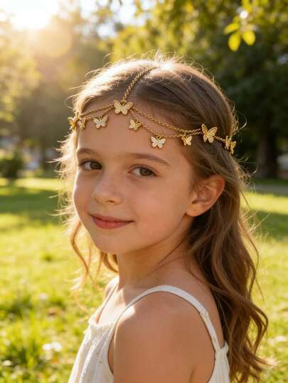 1pc Bohemian Style Minimalist Chic Multilayer Butterfly Tassel Sequin Headchain, Elegant Goddess Vibe, Suitable For Daily Wear, Photography, Beach Vacation, Wedding, Makeup, Party, Festivals, Gift
