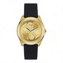 Guess 女士 G-Twist 金色 Logo 黑色硅胶表带日常派对礼品手表 W0911L3 - 黑金 - 查看 1
