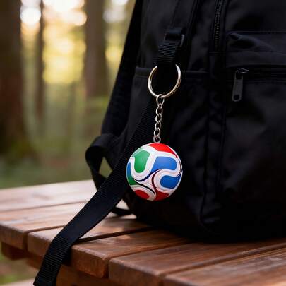 1/2pcs Colorful Football Keychain - Energetic Sports Hanging Decor, Contrast Color Ball Pendant | Creative Mini Football Keyring, Unisex Bag Accessory, Non-Slip Portable | Ideal Gift For Football Fans