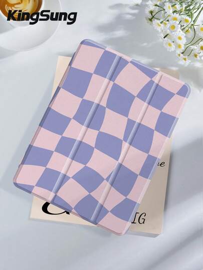Kingsung 格纹图案平板电脑保护套，兼容 9.7/10.2/10.5/10.9/12.9/Pro 11、第十代、三星 Galaxy Tab S6 Lite 10.4 英寸、Kindle Paperwhite 第十二代（2024 年发布）、Kindle（第十一代，2022 年发布）、Kobo Clara Colour，柔软防摔，智能支架/自动唤醒/睡眠功能。
