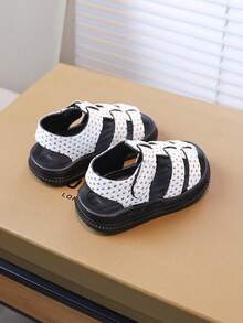 Kids Rhinestone Open Toe Sandals, Girls Hook And Loop Closure Easy On/Off, Non-Slip Soft Bottom, Kindergarten Outdoor Casual Sandals - White - View 6