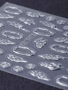 2 miếng dán móng tay họa tiết hình học lấp lánh vàng bạc 5D, decal móng tay kim loại tự dính, phụ kiện trang trí móng tay cho salon, đồ dùng DIY. - Nhiều màu - Xem 8