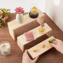 Elevadores rectangulares de madera para exhibición de joyas, elevadores de exhibición de madera, accesorios de escaparate, soporte de exhibición desmontable para manualidades - madera S - Ver 5