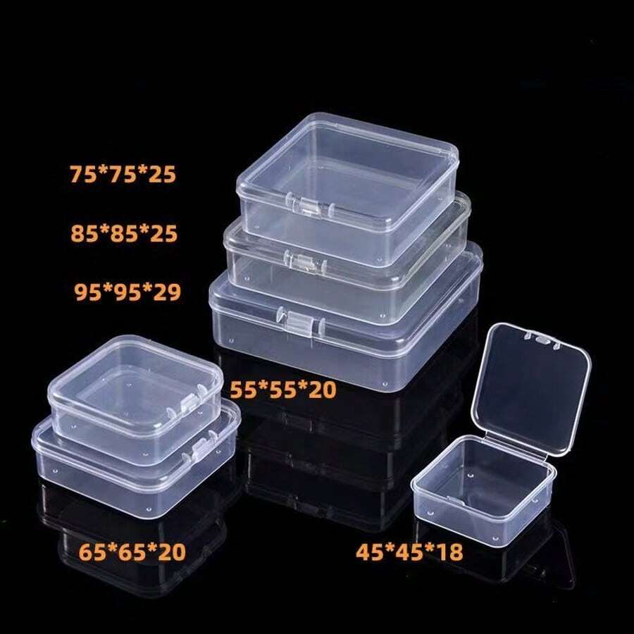 6/12/18 Pcs Square Transparent Plastic Storage Box, PP Bead Jewelry Parts Accessories Display Packaging Box - Transparent - View 1