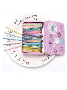 100个/50个女士发夹盒装，彩色钢夹，波浪形单丝夹，发饰套装，小夹子，女孩刘海夹，发夹，顶部夹，边缘夹，爪夹，发爪，发卡，发夹，发饰 - 彩色 - 查看 25