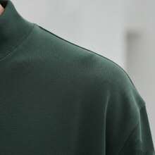 Men's Oversized Streetwear T-Shirt, High Neck, Minimalist, Sophisticated, Perfect Fit - Green - View 2