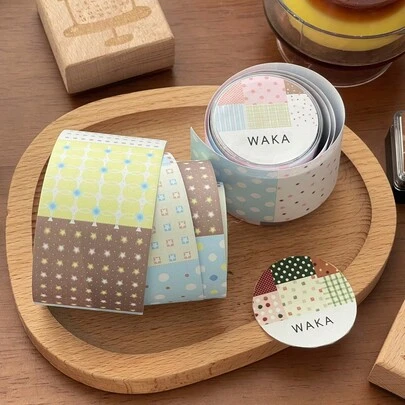 Lot de rubans washi vintage à pois, ruban adhésif décoratif pour bullet journal, agenda et projets artisanaux DIY, autocollants décoratifs pour scrapbooking