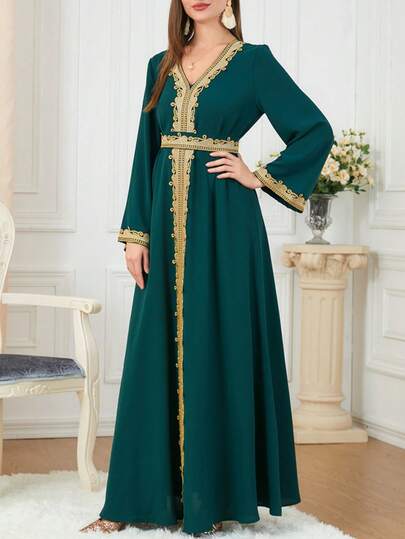 Elegant Modest Embroidered Lace Patchwork Formal Evening Gown For Wedding