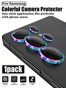 Alloy Lens Protection Film 1 Set Camera Lens Protector Compatible With Samsung Galaxy S23/S24/S25/S25 Plus/S25 Ultra/Z Flip/Z Fold Anti-Collision Colorful CD Pattern Auto-Adsorption Smartphone Accessories Spring Gift - Colorful - View 28