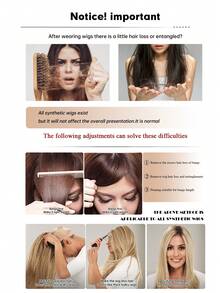 14英寸渐变金色合成假发，女士自然直发短假发，带刘海，适合日常、工作、派对等场合佩戴 - 漸變金色 - 查看 9