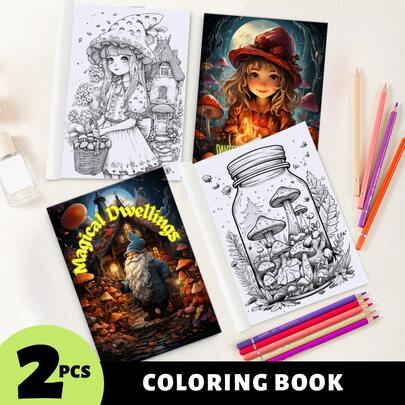 FURUIE 2本森林童话系列涂色书，完美放松身心，释放情绪，是圣诞节、生日、返校派对、涂鸦绘画艺术书的理想礼物，锻炼动手能力，送给学生、朋友、情侣、家人的创意礼物！