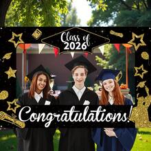 1pc 2026 Graduation Decoration 2026 Graduation Photo Frame Black & Gold Congratulations Photo Frame Prop High School College 2026 Graduation Party Decor - Multicolor - View 8