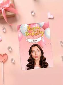 1pc Customizable Birthday Card, Personalized Birthday Card With Uploadable Photo, Suitable For Birthday, Retirement, Wedding Invitations And Other Occasions, DIY Fun Gift Card With Customizable Text And Photo, Personalized Gift - Multicolor - View 5