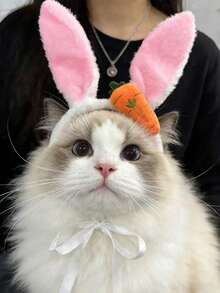 毛绒兔耳宠物头箍，适合宠物装扮、万圣节、复活节及其他宠物配饰。也是最可爱的宠物生日礼物。宠物用品、宠物装饰、宠物头饰、宠物配件。 - 彩色 - 查看 5