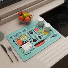 1pc Kitchen Pattern Draining Mat, Coffee Maker Drip Tray, Dish Drying Mat, Placemat, Kitchen Use - Multicolor 2 - View 11