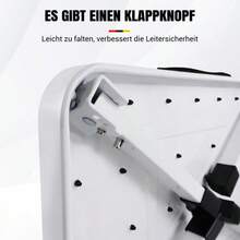 Klapptritt, 1-stufig/2-stufig, Tragkraft 680 kg, robuster Stahl-Klapptritt mit rutschfester Trittfläche, leichte und tragbare Trittleiter für Küche, Bad, Wohnmobil, Camping, Büro und Zuhause - Weiss - Übersicht 5