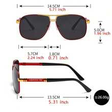 Men's Large-Frame  |   Black-To-Red Gradient TAC Lenses, Full-Frame Iron Frame, Protective, Easy-To-Clean Lens Surface, Polished Lens Edges, Suitable For Formal And Everyday Occasions - Red - View 2