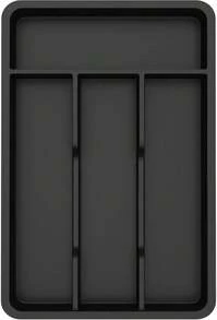 Lifewit Silverware Drawer Organizer Tray, Plastic Cutlery Storage For Kitchen, Flatware And Utensil Holder Divider For Spoons Forks Knives Tableware, 7.8 X 12.4", 4 Slots, Black - Màu A - Xem 1