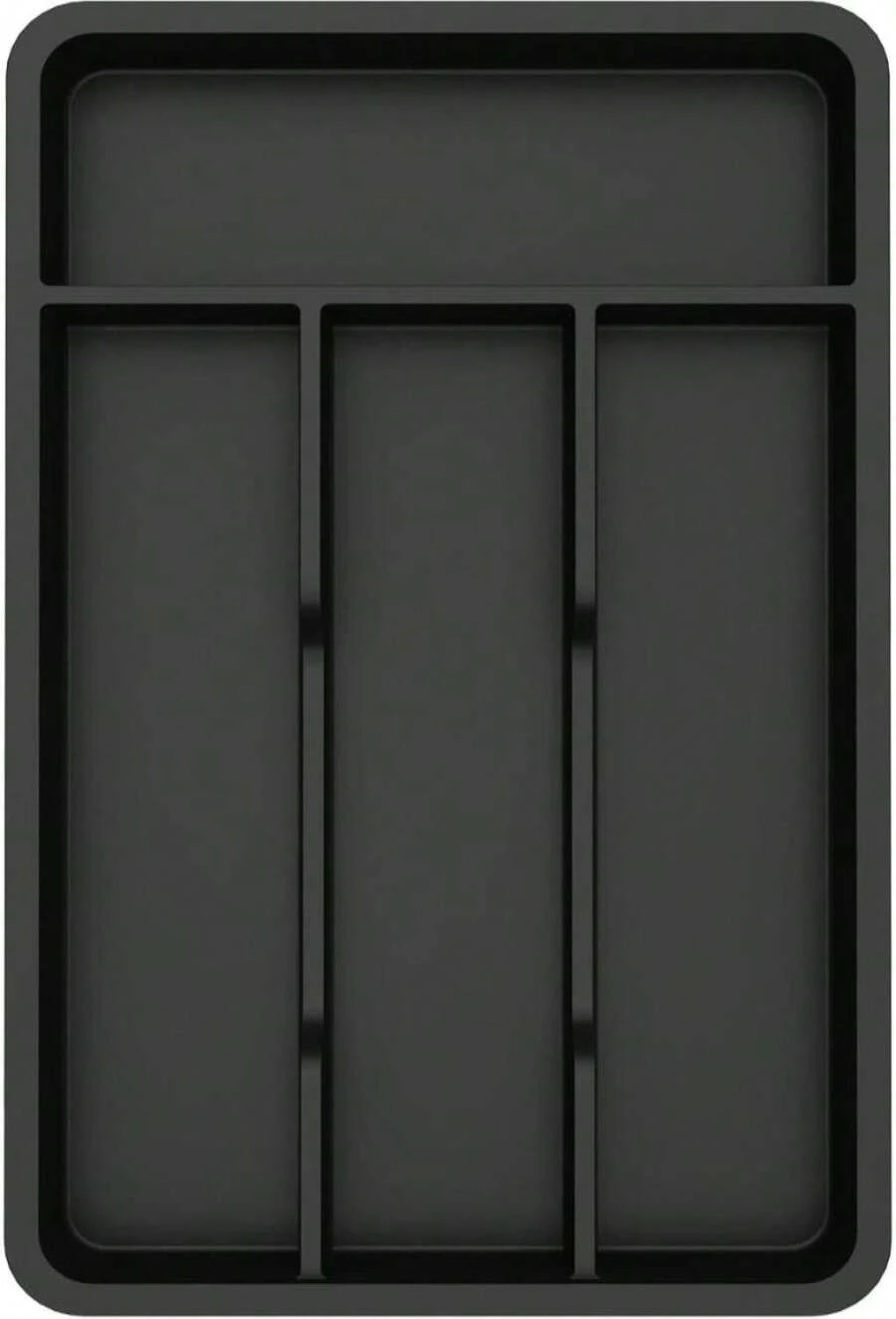 Lifewit Silverware Drawer Organizer Tray, Plastic Cutlery Storage For Kitchen, Flatware And Utensil Holder Divider For Spoons Forks Knives Tableware, 7.8 X 12.4", 4 Slots, Black - Màu A - Xem 1