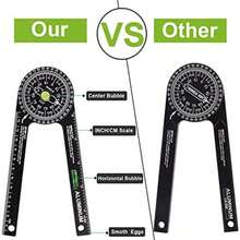 TLL  Miter Saw ProtractorAluminum Protractor Angle Finder With Level Gauge High Precision Laser Inside And Outside Miter Angle Finder For Angle Finder Carpenters Trim Work Plumbers And All Building TradesTLL2574 - View 3