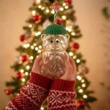 20oz Unlabeled Glass Bear Cup, Honey Bear Straw Cup With Lid, Cute Mug, Bear Duck Bill Cup For Coffee, Beer, Wine, Cocktail - Pink - View 4