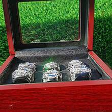 Football Goat Brady NE 2001 2003 2004 2014 2016 2018 6 World Champions Replica Rings Set With Wooden Box - Silver - View 4
