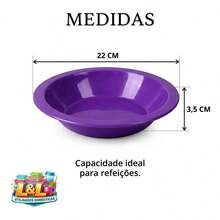 Set Of 10 Round Plastic Deep Plates For Meals - Purple - View 4