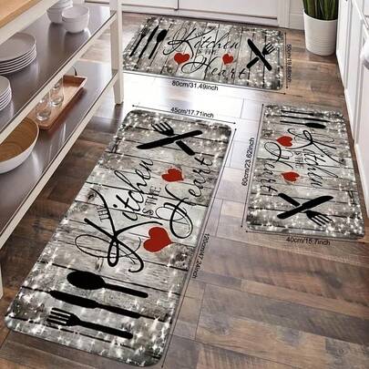 1 pieza Alfombra de cocina con estampado de corazón de madera, alfombra rectangular suave y antideslizante que absorbe el agua, apta para cocina, restaurante, sala de estar, uso doméstico, decoración de habitaciones, decoración del hogar, alfombra para dormitorio, felpudo de bienvenida, alfombras para la sala, alfombras de cocina para el piso, felpudo de exterior, decoraciones de Mardi Gras, alfombra con estampado de corazón, alfombra de cocina con textura de madera, alfombra suave y esponjosa, alfombra absorbente de agua, alfombra antideslizante para el piso, alfombra de área rectangular, alfombra de piso de restaurante, alfombra esponjosa para sala de estar, alfombra decorativa para dormitorio, felpudo de entrada de bienvenida, alfombra de fácil limpieza, alfombra duradera para el hogar, alfombra suave para interiores, alfombra de piso de cocina, decoración con estampado de corazón