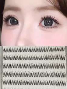 120 Clusters Single False Eyelashes DIY Eyelash Extension Fine Cluster False Eyelashes Thin Band Cross Natural False Eyelashes - C - View 5